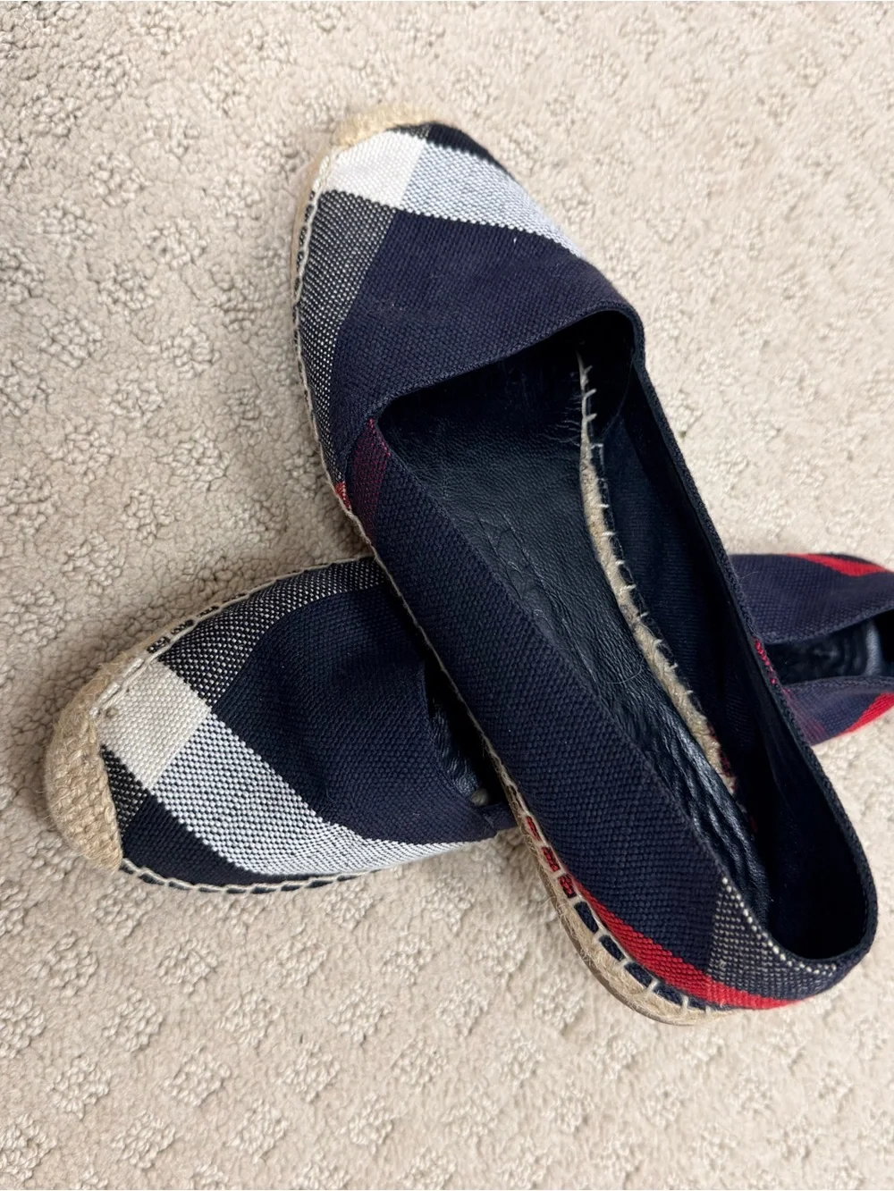 Burberry Navy Plaid Espadrille 37.5